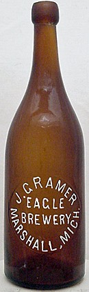 J. GRAMER EAGLE BREWERY EMBOSSED BEER BOTTLE