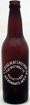 LEISEN & HENES BREWING COMPANY EMBOSSED BEER BOTTLE