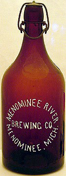 MENOMINEE RIVER BREWING COMPANY EMBOSSED BEER BOTTLE