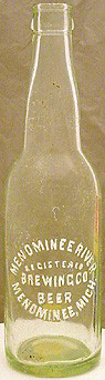 MENOMINEE RIVER BREWING COMPANY EMBOSSED BEER BOTTLE