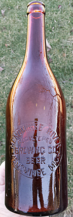 MENOMINEE RIVER BREWING COMPANY EMBOSSED BEER BOTTLE