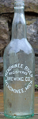 MENOMINEE RIVER BREWING COMPANY EMBOSSED BEER BOTTLE