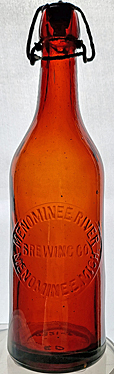 MENOMINEE RIVER BREWING COMPANY EMBOSSED BEER BOTTLE