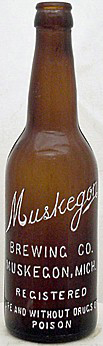 MUSKEGON BREWING COMPANY EMBOSSED BEER BOTTLE