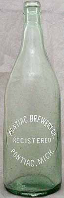 PONTIAC BREWERY COMPANY EMBOSSED BEER BOTTLE