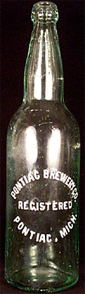 PONTIAC BREWERY COMPANY EMBOSSED BEER BOTTLE