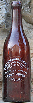 PORT HURON BREWING COMPANY EMBOSSED BEER BOTTLE