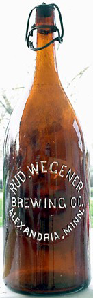 RUDOLPH WEGENER BREWING COMPANY EMBOSSED BEER BOTTLE