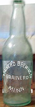 BRAINERD BREWING COMPANY EMBOSSED BEER BOTTLE