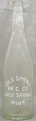 COLD SPRING BREWING COMPANY EMBOSSED BEER BOTTLE