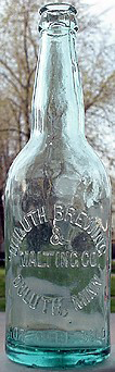 DULUTH BREWING & MALTING COMPANY EMBOSSED BEER BOTTLE