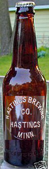 HASTINGS BREWING COMPANY EMBOSSED BEER BOTTLE