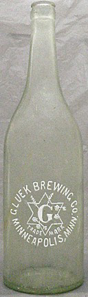 GLUEK BREWING COMPANY EMBOSSED BEER BOTTLE