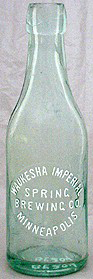 WAUKESHA IMPERIAL SPRING BREWING COMPANY EMBOSSED BEER BOTTLE