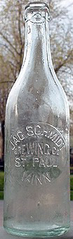 JACOB SCHMIDT BREWING COMPANY EMBOSSED BEER BOTTLE