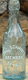 JACOB SCHMIDT'S BREWERY COMPANY EMBOSSED BEER BOTTLE