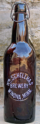 WILLIAM SCHELLHAS BREWERY EMBOSSED BEER BOTTLE