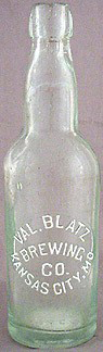 VAL BLATZ BREWING COMPANY EMBOSSED BEER BOTTLE