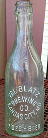 VAL BLATZ BREWING COMPANY EMBOSSED BEER BOTTLE