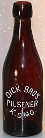 DICK BROTHERS PILSNER EMBOSSED BEER BOTTLE
