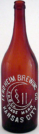 FERD HEIM BREWING COMPANY EMBOSSED BEER BOTTLE