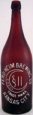 FERD HEIM BREWING COMPANY EMBOSSED BEER BOTTLE