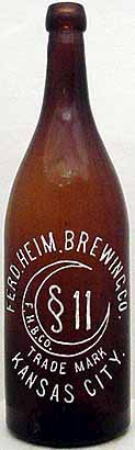 FERD HEIM BREWING COMPANY EMBOSSED BEER BOTTLE