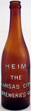 HEIM THE KANSAS CITY BREWERIES COMPANY EMBOSSED BEER BOTTLE