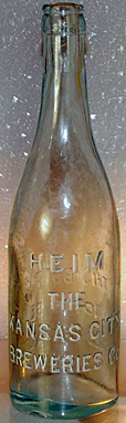 HEIM THE KANSAS CITY BREWERIES COMPANY EMBOSSED BEER BOTTLE