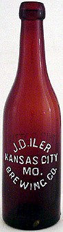 J. D. ILER BREWING COMPANY EMBOSSED BEER BOTTLE