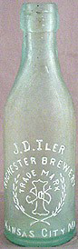 J. D. ILER ROCHESTER BREWERY EMBOSSED BEER BOTTLE