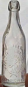 J. D. ILER ROCHESTER BREWERY EMBOSSED BEER BOTTLE