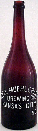 GEORGE MUEHLEBACH BREWING COMPANY EMBOSSED BEER BOTTLE