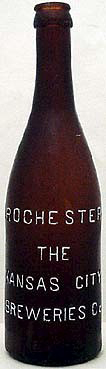 ROCHESTER THE KANSAS CITY BREWERIES COMPANY EMBOSSED BEER BOTTLE