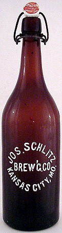 JOSEPH SCHLITZ BREWING COMPANY EMBOSSED BEER BOTTLE