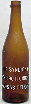 THE SYNDICATE BEER BOTTLING COMPANY EMBOSSED BEER BOTTLE