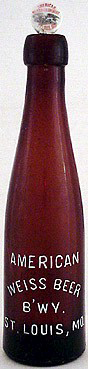 AMERICAN WEISS BEER BREWERY EMBOSSED BEER BOTTLE