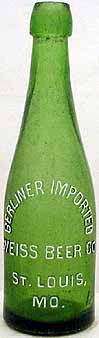 BERLINER IMPORTED WEISS BEER COMPANY EMBOSSED BEER BOTTLE