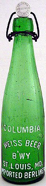 COLUMBIA WEISS BEER BREWERY EMBOSSED BEER BOTTLE