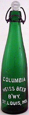 COLUMBIA WEISS BEER BREWERY EMBOSSED BEER BOTTLE