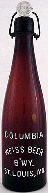 COLUMBIA WEISS BEER BREWERY EMBOSSED BEER BOTTLE