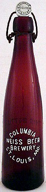 COLUMBIA WEISS BEER BREWERY EMBOSSED BEER BOTTLE