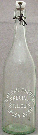 W. J. LEMP BREWING COMPANY EMBOSSED BEER BOTTLE