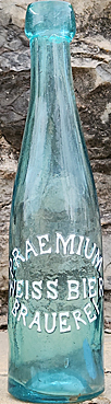 PRAEMIUM WEISS BIER BRAUEREI EMBOSSED BEER BOTTLE