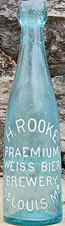 H. ROOKE PRAEMIUM WEISS BIER BREWERY EMBOSSED BEER BOTTLE