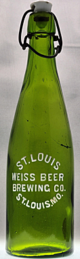 ST. LOUIS WEISS BEER BREWING COMPANY EMBOSSED BEER BOTTLE