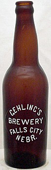 GEHLING'S BREWERY EMBOSSED BEER BOTTLE