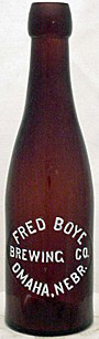 FRED BOYE BREWING COMPANY EMBOSSED BEER BOTTLE