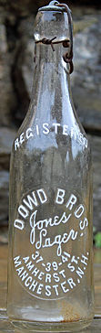 DOWD BROTHERS JONES LAGER EMBOSSED BEER BOTTLE