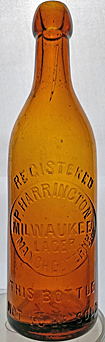 P. HARRINGTON MILWAUKEE LAGER EMBOSSED BEER BOTTLE